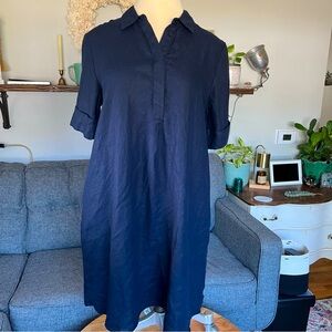Chico’s Linen Dress, Classic Navy, Size 3 (XL, 16/18)